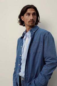 Chambray LS Shirt - Mid Indigo-ASSEMBLY LABEL-P&amp;K The General Store