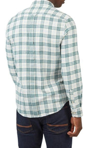Herringbone Check L/S Shirt - Ocean Green-BEN SHERMAN-P&amp;K The General Store