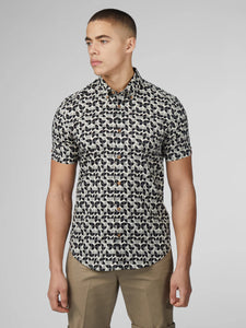 Linear Print S/S Shirt - Black-BEN SHERMAN-P&amp;K The General Store