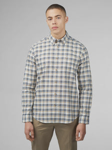 Oxford Check L/S Shirt - Snow White-BEN SHERMAN-P&amp;K The General Store