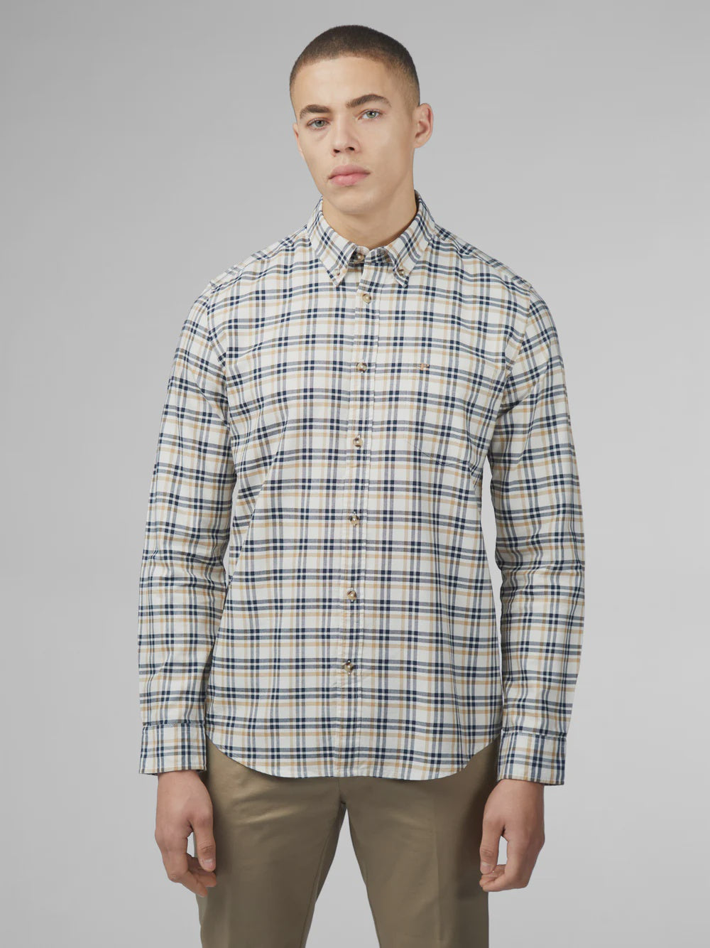 Oxford Check L/S Shirt - Snow White-BEN SHERMAN-P&K The General Store