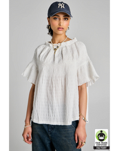 Load image into Gallery viewer, Theia Smocked Blouse Off-White/White Smocking-KAREN WALKER-P&amp;K The General Store
