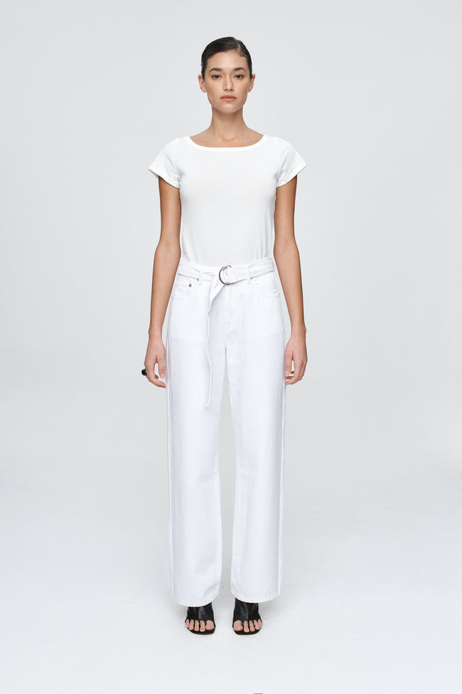 Belted Wide Leg Jean - Blanc-MARLE-P&amp;K The General Store