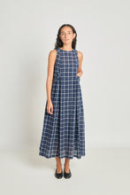 Load image into Gallery viewer, Alternate Realities Dress - Navy Crinkle Check-TWENTY SEVEN NAMES-P&amp;K The General Store
