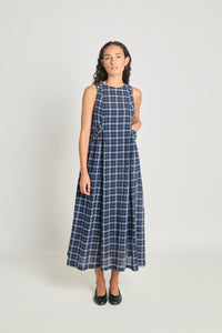 Alternate Realities Dress - Navy Crinkle Check-TWENTY SEVEN NAMES-P&amp;K The General Store