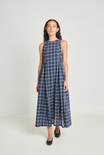 Load image into Gallery viewer, Alternate Realities Dress - Navy Crinkle Check-TWENTY SEVEN NAMES-P&amp;K The General Store
