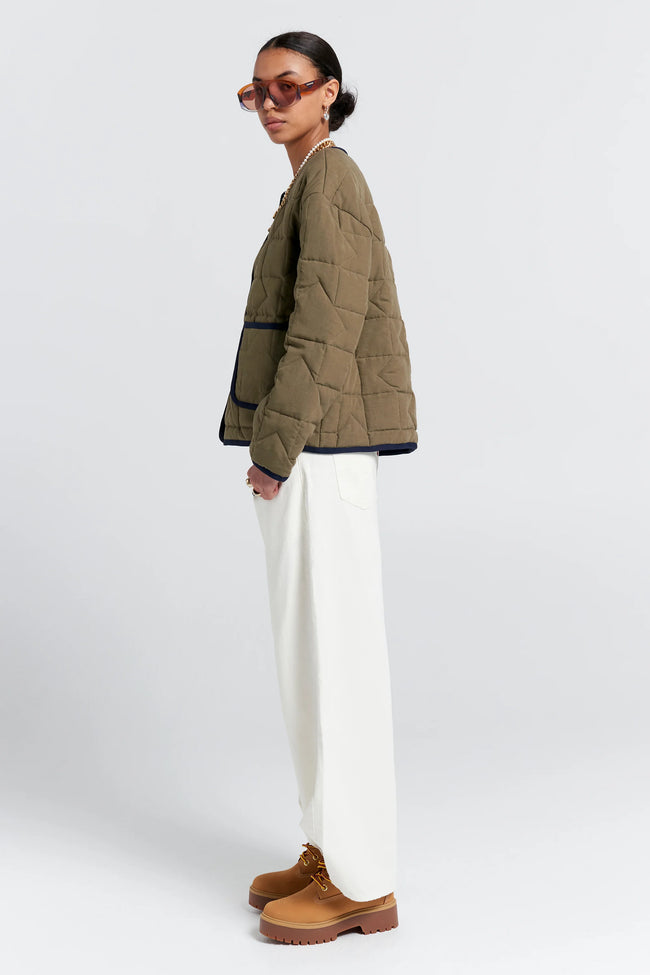 Quilted Drift Jacket - Khaki/Navy-KAREN WALKER-P&amp;K The General Store