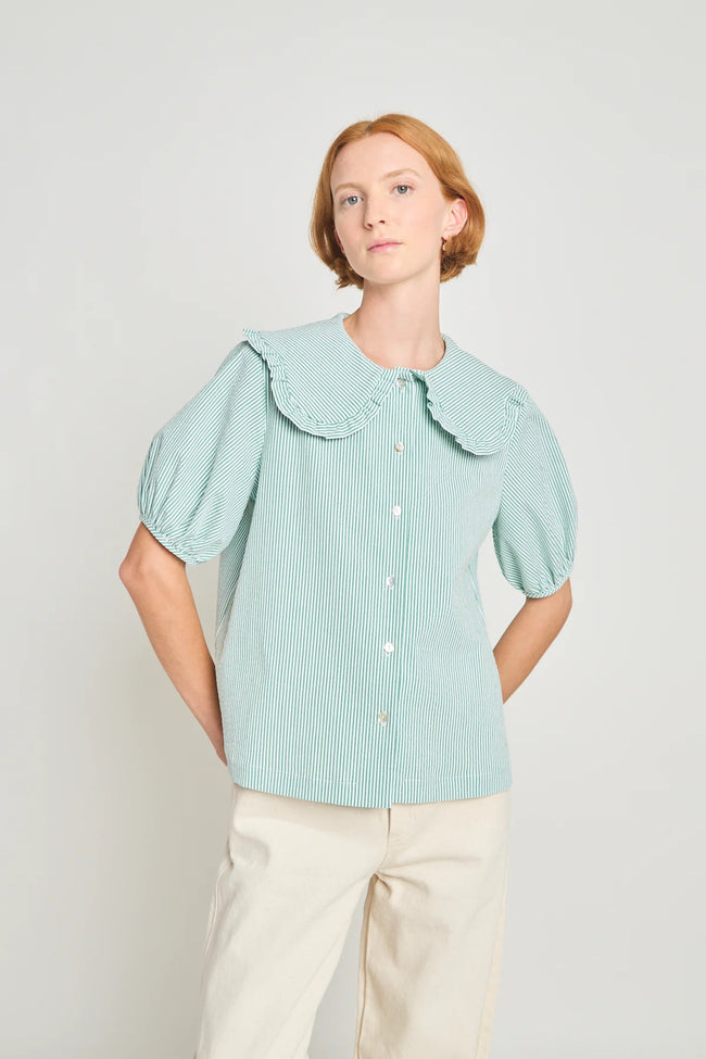 The Uncanny Blouse - Jade Seersucker-TWENTY SEVEN NAMES-P&amp;K The General Store