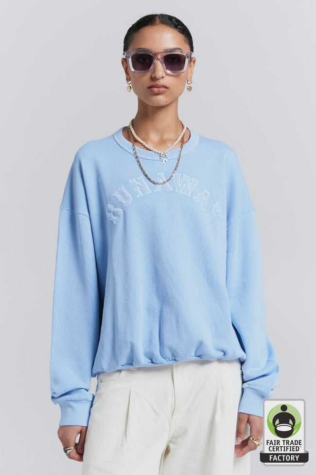 Runaway College Organic Cotton Crewneck Sweatshirt - Blue-KAREN WALKER-P&amp;K The General Store
