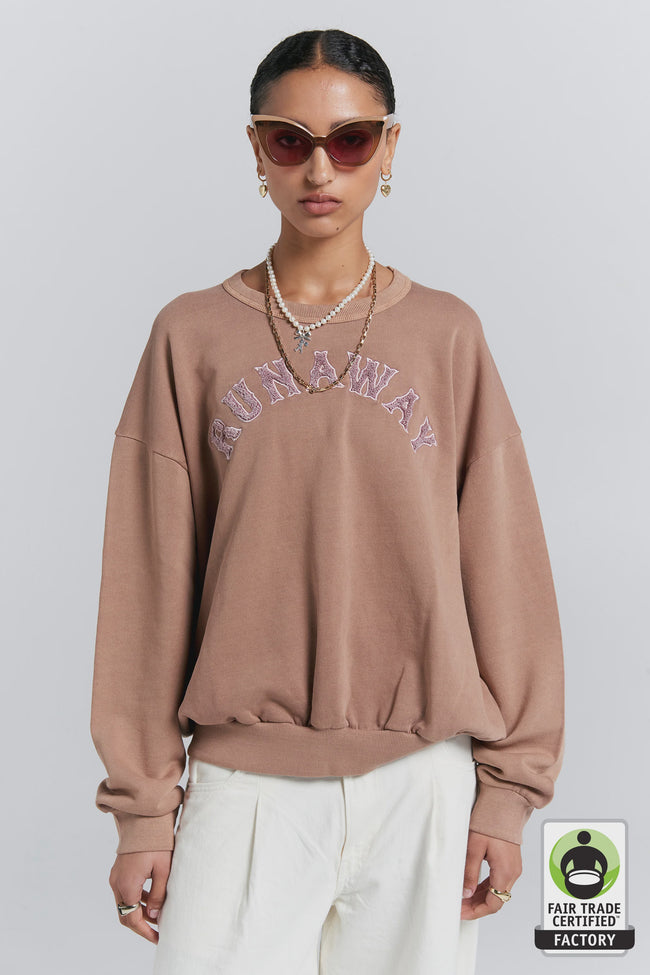 Runaway College Organic Cotton Crewneck Sweatshirt - Taupe-KAREN WALKER-P&amp;K The General Store