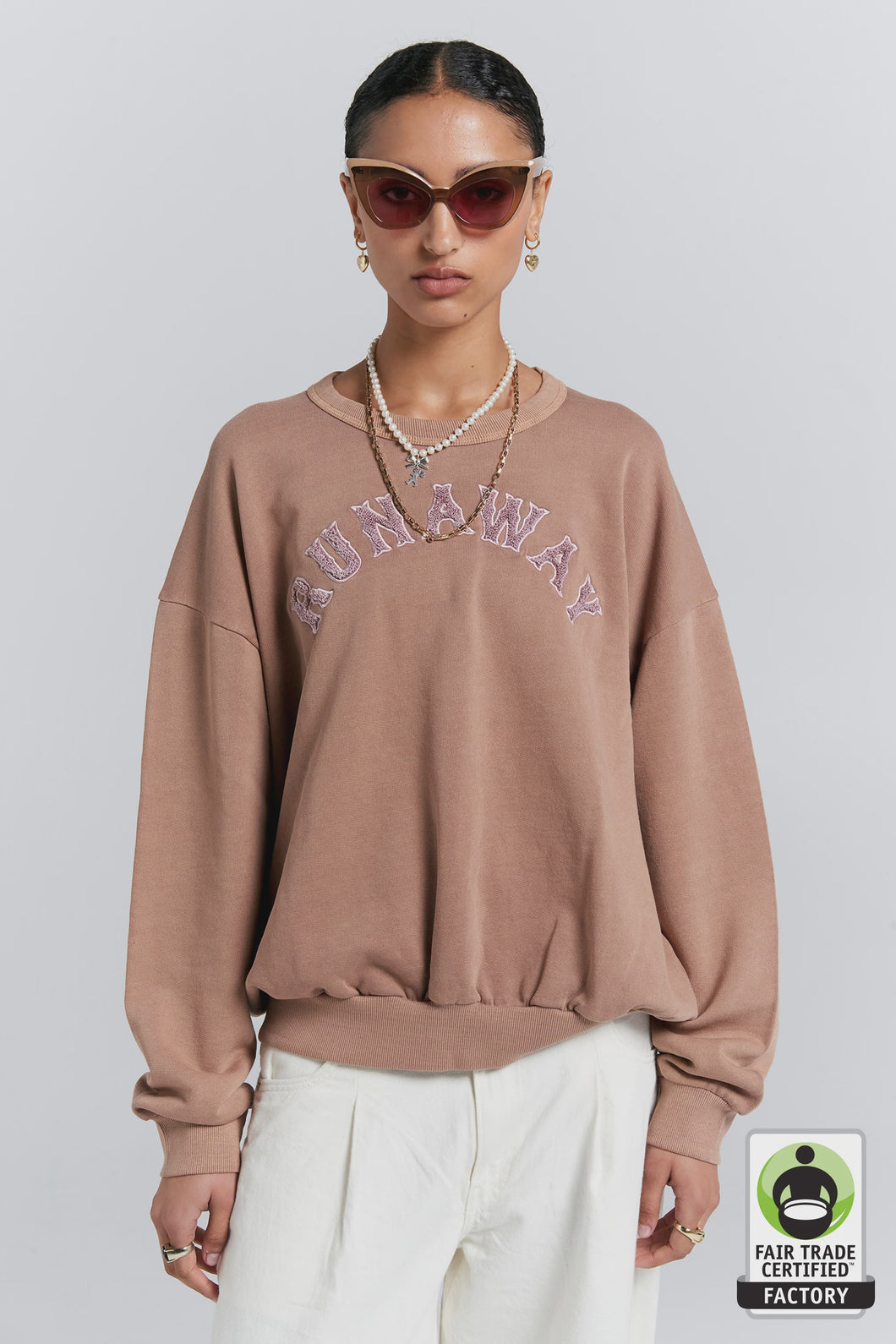 Runaway College Organic Cotton Crewneck Sweatshirt - Taupe-KAREN WALKER-P&K The General Store