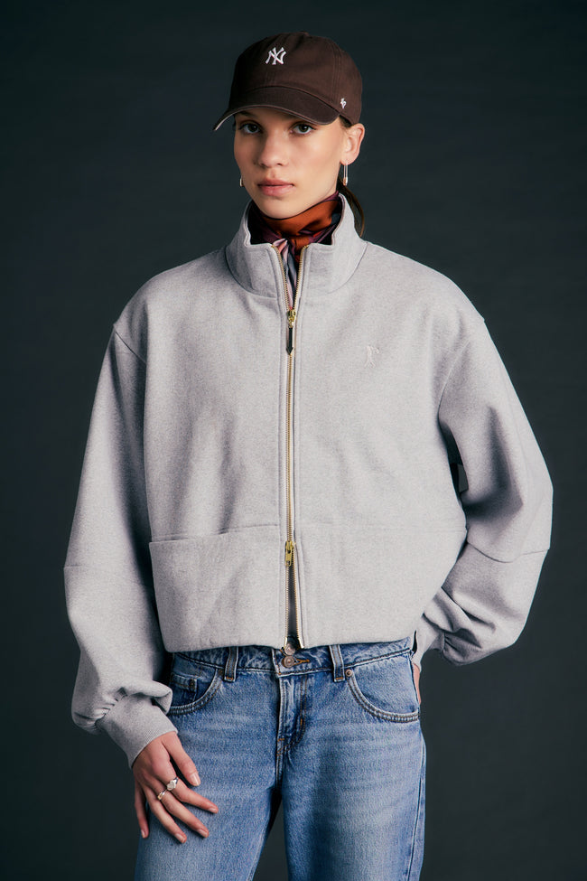 Runaway Zip Front Sweatshirt - Grey Marle-KAREN WALKER-P&amp;K The General Store