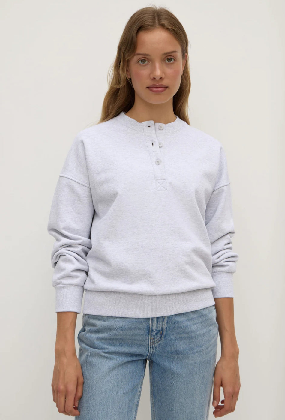 Anya Fleece Crew - Heather Grey Marle-ASSEMBLY LABEL-P&K The General Store