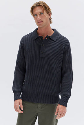 Cole Rib Knit Pullover - True Navy-ASSEMBLY LABEL-P&amp;K The General Store