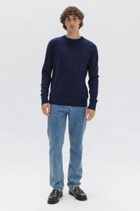 Mens Cotton Cashmere Long Sleeve - Blue-ASSEMBLY LABEL-P&amp;K The General Store