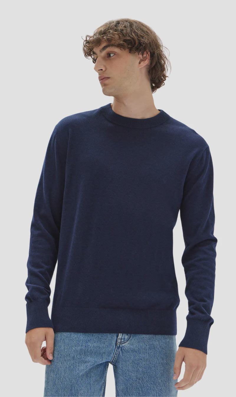 Mens Cotton Cashmere Long Sleeve - Blue-ASSEMBLY LABEL-P&K The General Store