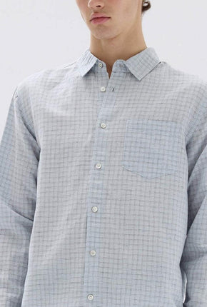 Hastings Linen Check L/S Shirt Blue - Haze Check-ASSEMBLY LABEL-P&amp;K The General Store