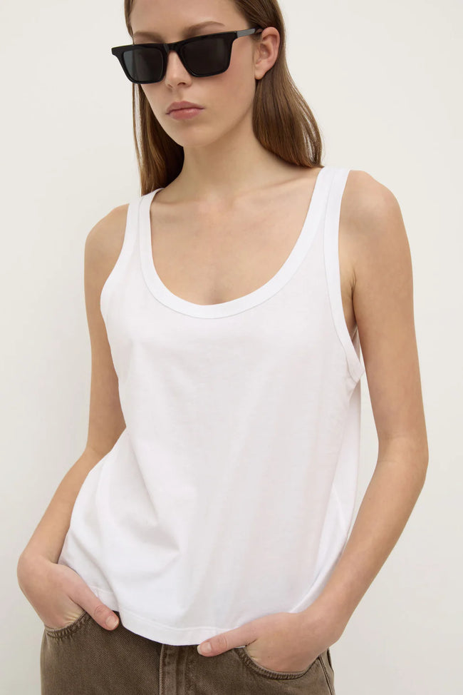 Adria Tank - White-ASSEMBLY LABEL-P&amp;K The General Store