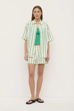 Agnes Stripe Short-Sleeve Shirt - Butter/Bright Green-ASSEMBLY LABEL-P&amp;K The General Store