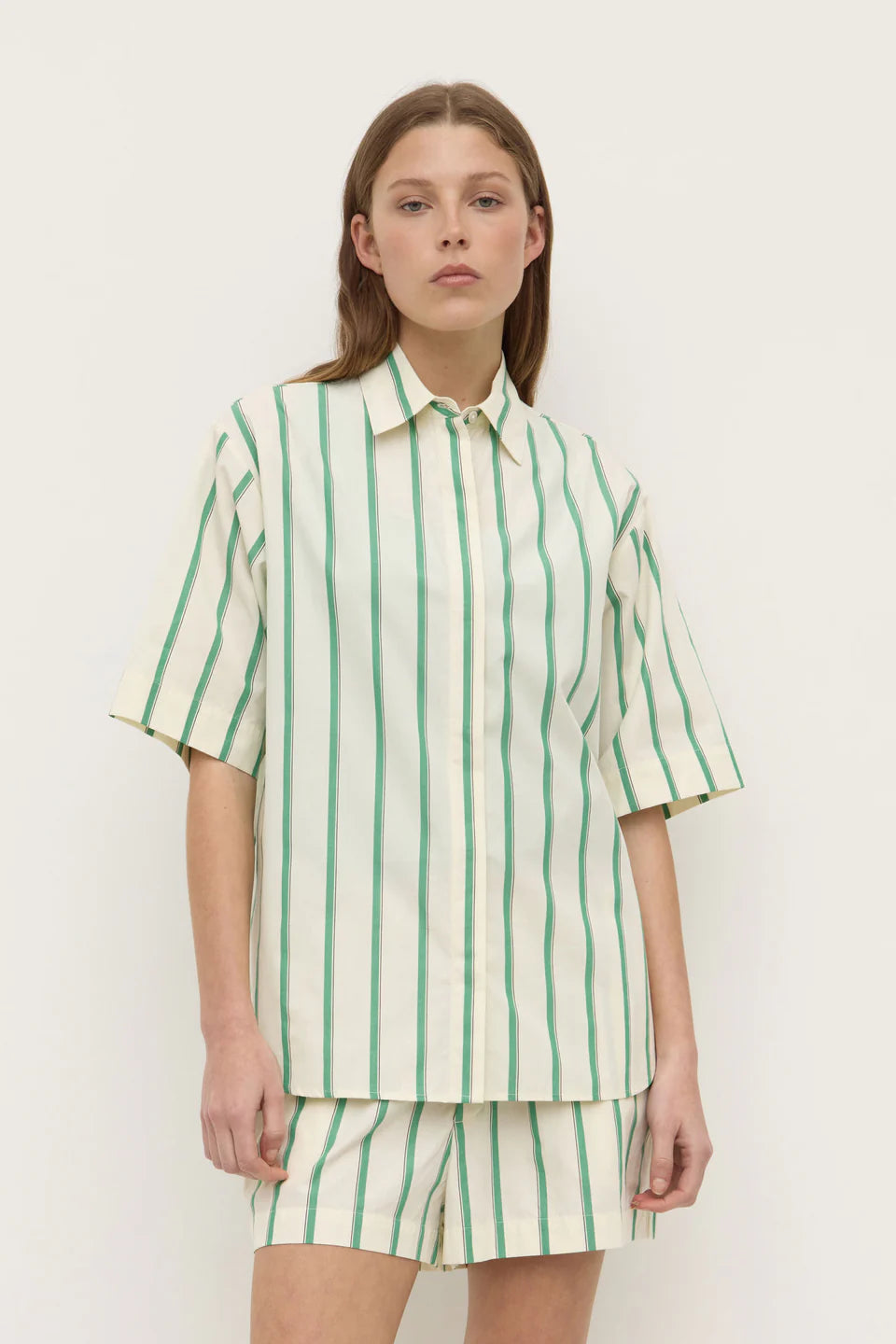 Agnes Stripe Short-Sleeve Shirt - Butter/Bright Green-ASSEMBLY LABEL-P&K The General Store