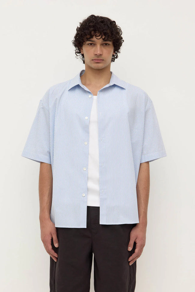 Aron Poplin Stripe SS Shirt - Blue/White-ASSEMBLY LABEL-P&amp;K The General Store