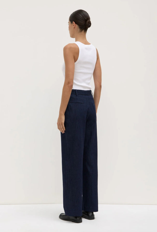 Keira Recycled Pleat Front Denim Pant  - Deep Indigo
