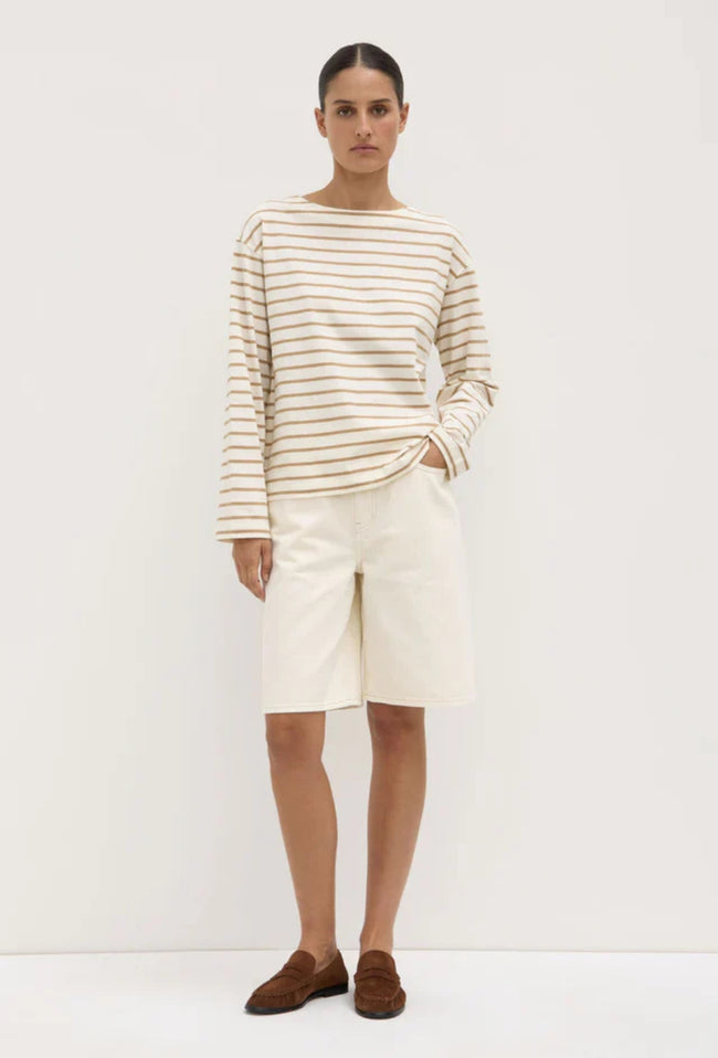 Bonne Long Sleeve Top - White/Tan-ASSEMBLY LABEL-P&amp;K The General Store