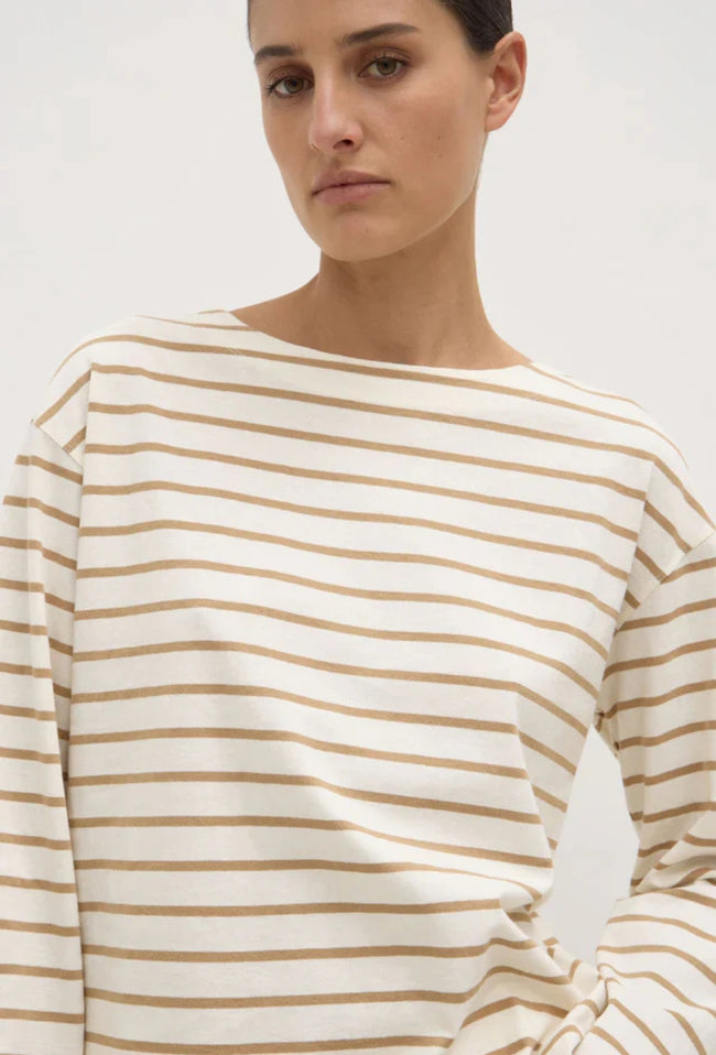 Bonne Long Sleeve Top - White/Tan-ASSEMBLY LABEL-P&amp;K The General Store