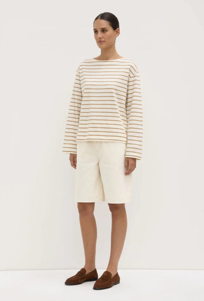 Bonne Long Sleeve Top - White/Tan-ASSEMBLY LABEL-P&amp;K The General Store