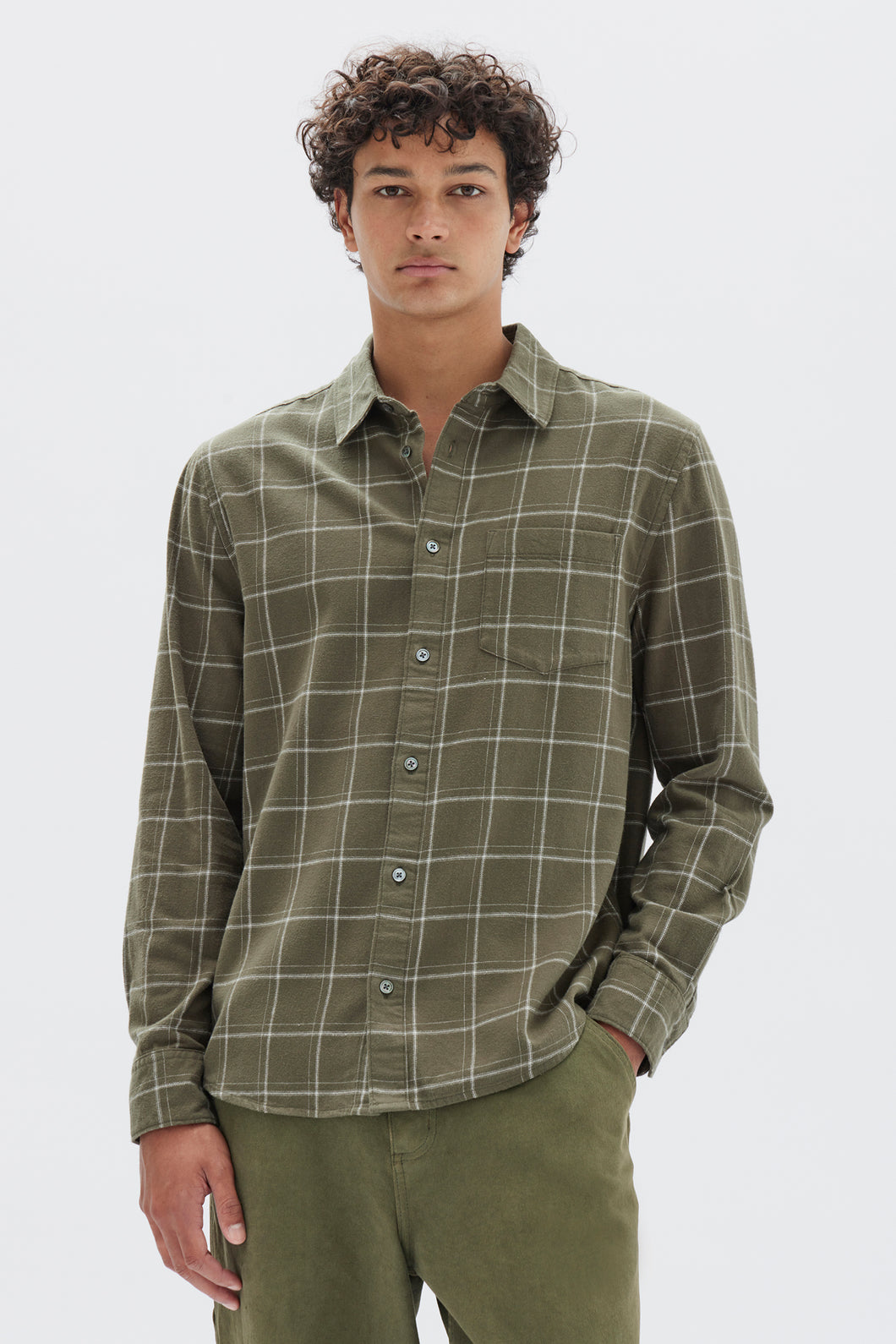 Brady Check L/S Shirt - Spruce/Cream-ASSEMBLY LABEL-P&K The General Store