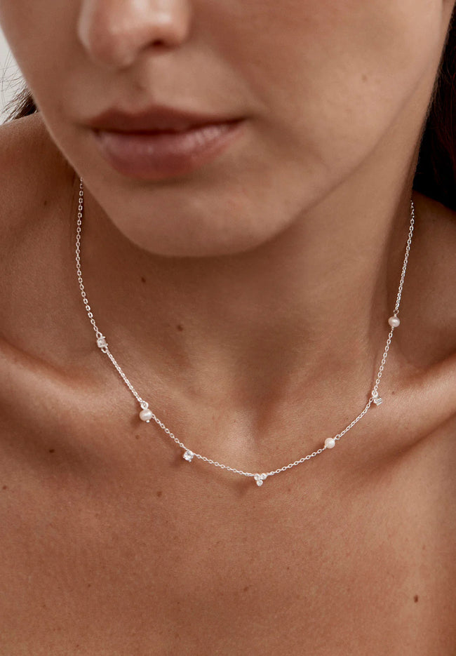 Moonlit Bloom Pearl Choker - Silver-BY CHARLOTTE-P&amp;K The General Store