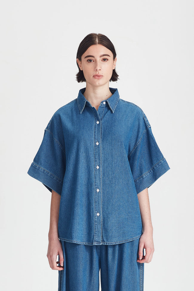Womens Boyfriend shirt - Chambray-COMMONERS-P&amp;K The General Store