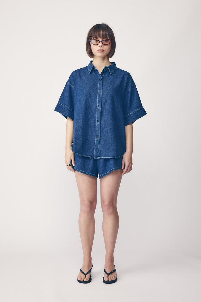 Women's Boyfriend Shirt - Dark Chambray-COMMONERS-P&amp;K The General Store