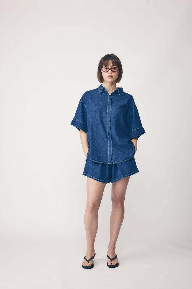 Women's Boyfriend Shirt - Dark Chambray-COMMONERS-P&amp;K The General Store
