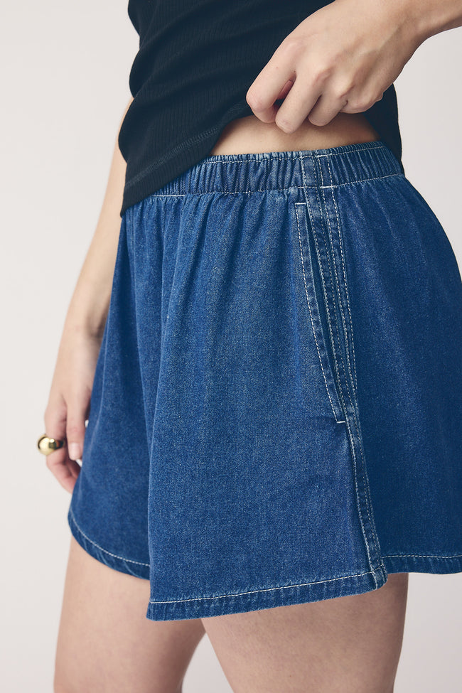 Womens Boyfriend Short - Dark Chambray-COMMONERS-P&amp;K The General Store