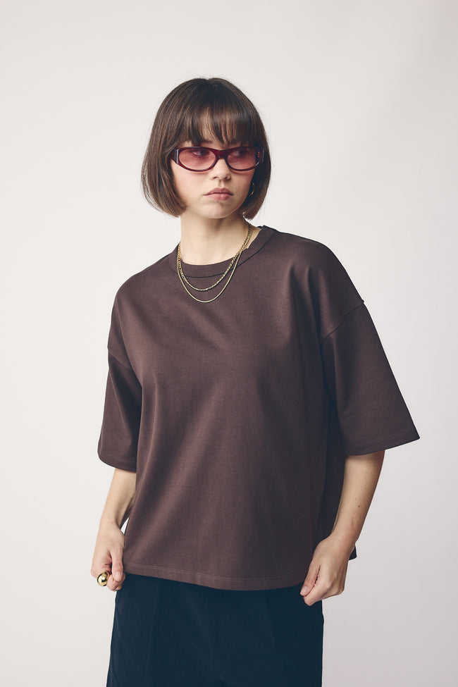 Oversized Heavy Boxy Tee - Cocoa-COMMONERS-P&amp;K The General Store