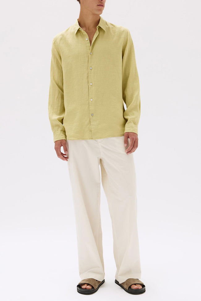 Casual Linen Long Sleeve Shirt - Pear-ASSEMBLY LABEL-P&amp;K The General Store