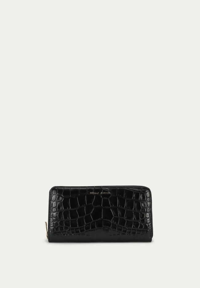 Maxi Wallet - Black Croc-DEADLY PONIES-P&amp;K The General Store