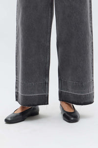 Distressed Hem Wide Leg Jean - Charcoal-ASSEMBLY LABEL-P&amp;K The General Store