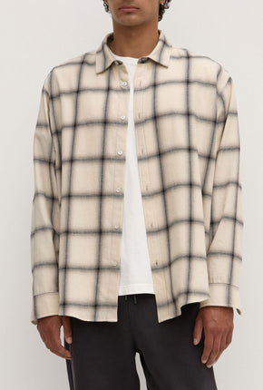 Dylan Japanese Check Shirt - Cream/Grey-ASSEMBLY LABEL-P&amp;K The General Store