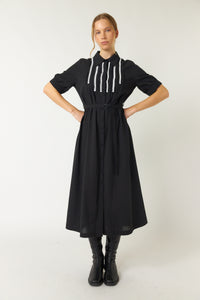 Pintucked Shirt Dress - Black-SYLVESTER-P&amp;K The General Store