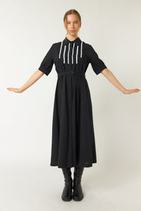 Pintucked Shirt Dress - Black-SYLVESTER-P&amp;K The General Store