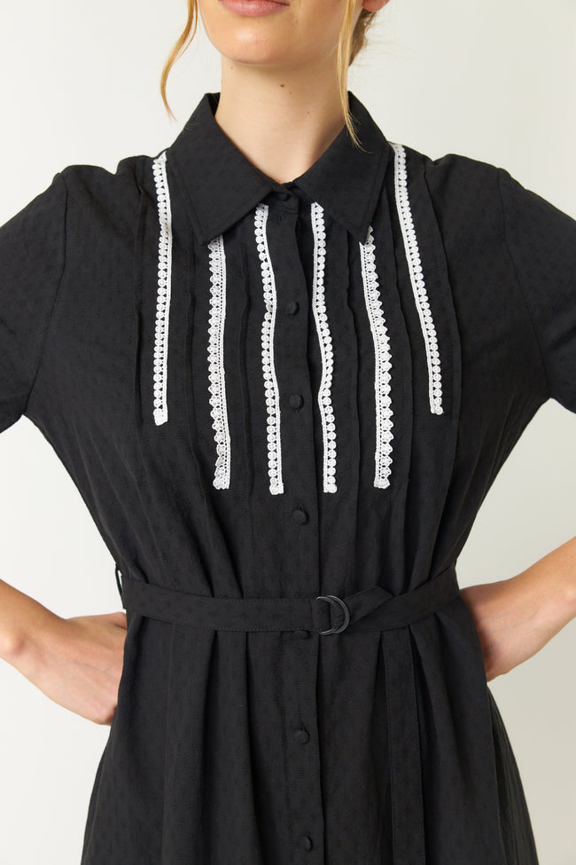 Pintucked Shirt Dress - Black-SYLVESTER-P&amp;K The General Store