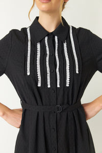 Pintucked Shirt Dress - Black-SYLVESTER-P&amp;K The General Store