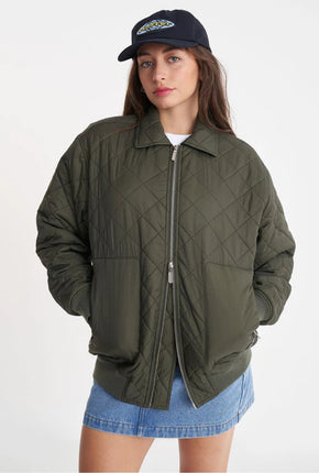 Quilted Longline Bomber Jacket - Cypress-HUFFER-P&amp;K The General Store