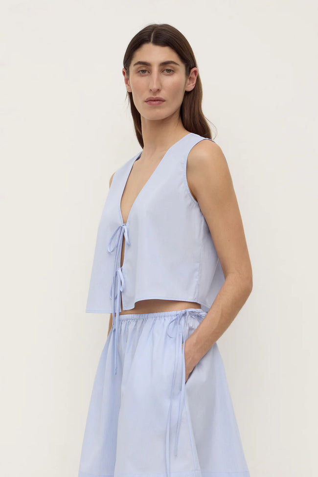 Havana Stripe Poplin Tie Front Top - Blue/White Stripe-ASSEMBLY LABEL-P&amp;K The General Store