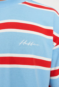 Block Tee Stripe - Blue /Poppy-HUFFER-P&amp;K The General Store