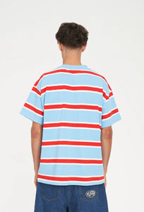 Block Tee Stripe - Blue /Poppy-HUFFER-P&amp;K The General Store