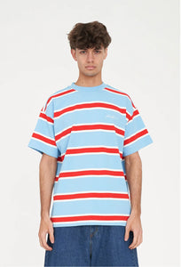 Block Tee Stripe - Blue /Poppy-HUFFER-P&amp;K The General Store