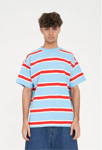 Block Tee Stripe - Blue /Poppy-HUFFER-P&amp;K The General Store